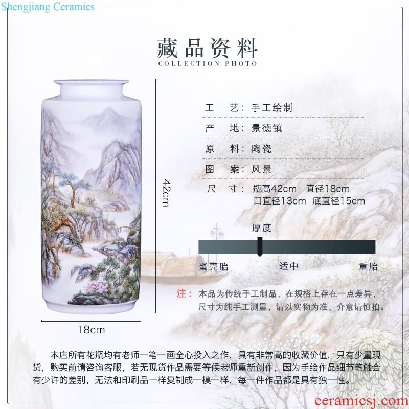 Jingdezhen ceramics hand-painted pastel yuanyang ground flower arranging large vases, new Chinese style decorates sitting room household furnishing articles