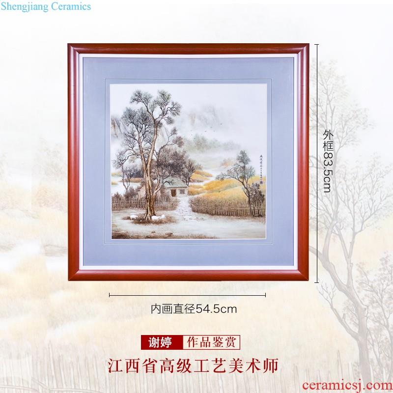 Jingdezhen ceramics hand-painted lotus adornment, hang a picture of the great porcelain plate Chinese style household adornment wall furnishing articles in the background