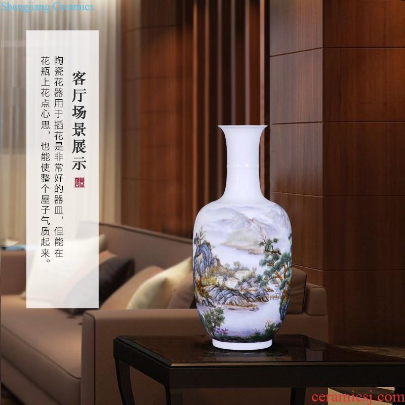 Jingdezhen ceramics hand-painted pastel of large vases, new Chinese style living room TV cabinet decoration collection furnishing articles