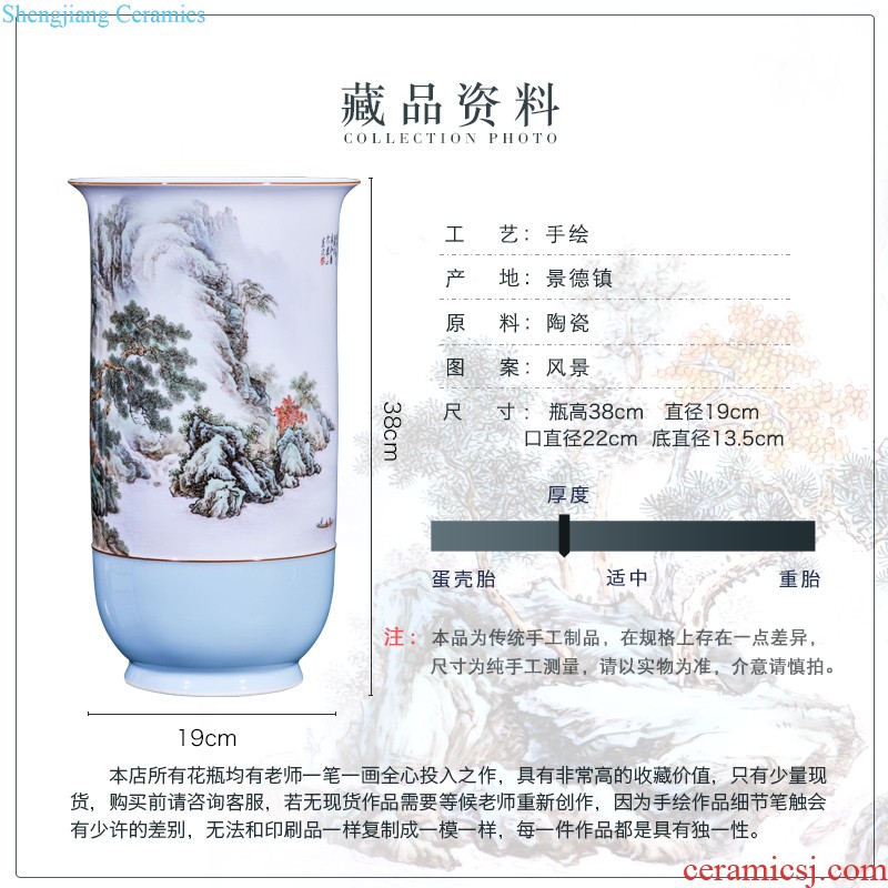 Jingdezhen ceramics by hand crane peach decoration as large vases, new Chinese style living room home furnishing articles