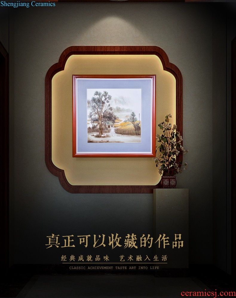 Jingdezhen ceramics hand-painted lotus adornment, hang a picture of the great porcelain plate Chinese style household adornment wall furnishing articles in the background