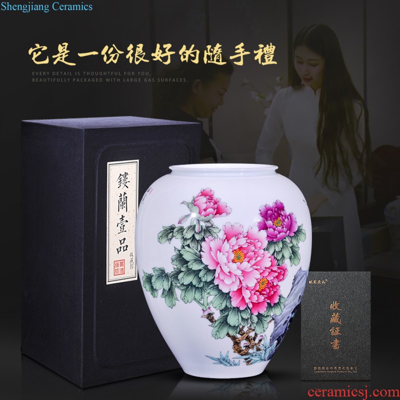 Archaize of jingdezhen ceramics powder enamel the blue colour flower vase Chinese decorative household items furnishing articles