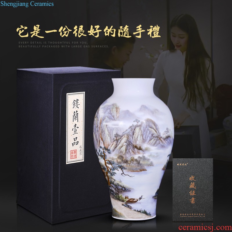 Jingdezhen ceramic color bucket melon leng vase sitting room the bedroom TV ark of new Chinese style household decorative items furnishing articles