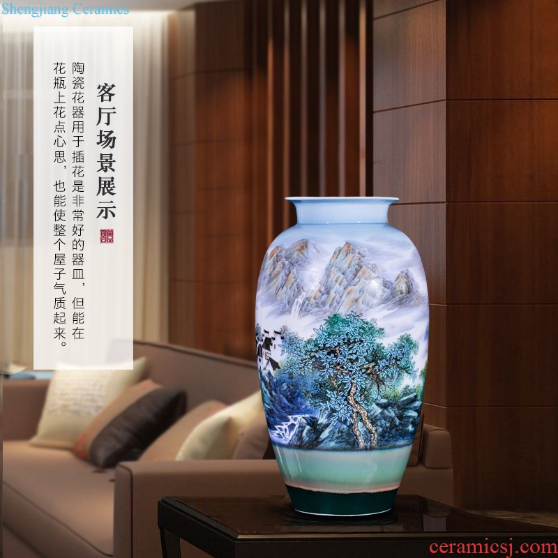 Jingdezhen ceramics by hand draw pastel landscape decoration large vases, Chinese style living room home furnishing articles