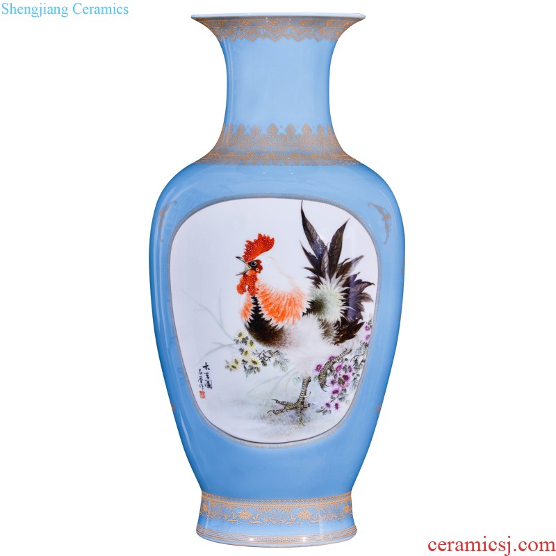 Jingdezhen ceramics imitation qing qianlong pastel ears vase of poetry and dried flower vase home sitting room adornment is placed