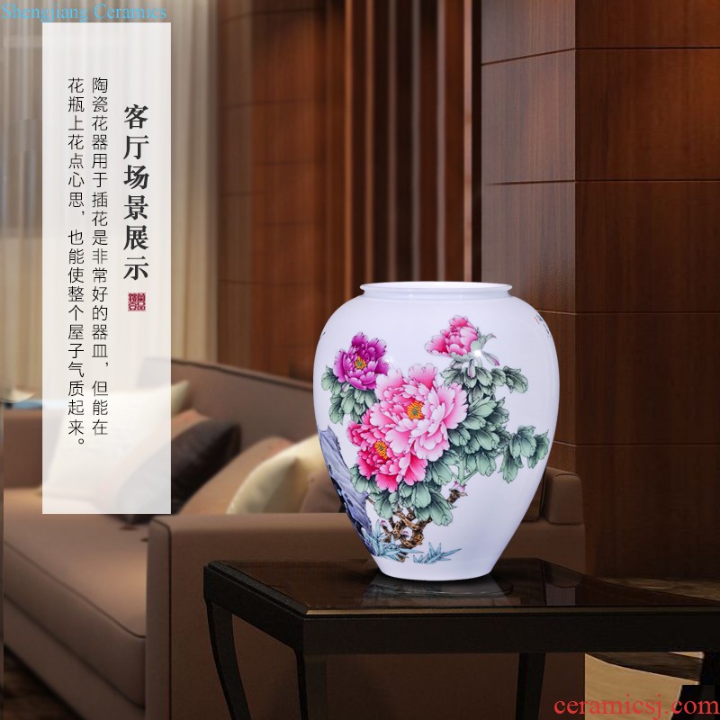 Archaize of jingdezhen ceramics powder enamel the blue colour flower vase Chinese decorative household items furnishing articles