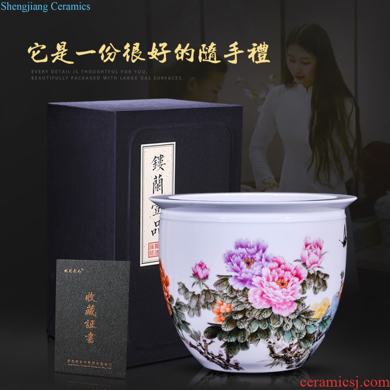 High-quality goods of jingdezhen ceramics Hu Guangzhen hand-painted heavy powder enamel new Chinese style household decorative vase furnishing articles