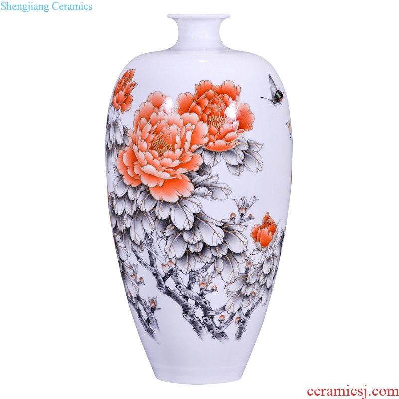 Jingdezhen ceramics hand-painted powder enamel decoration of Chinese style living room decoration household decorative furnishing articles, arranging flowers