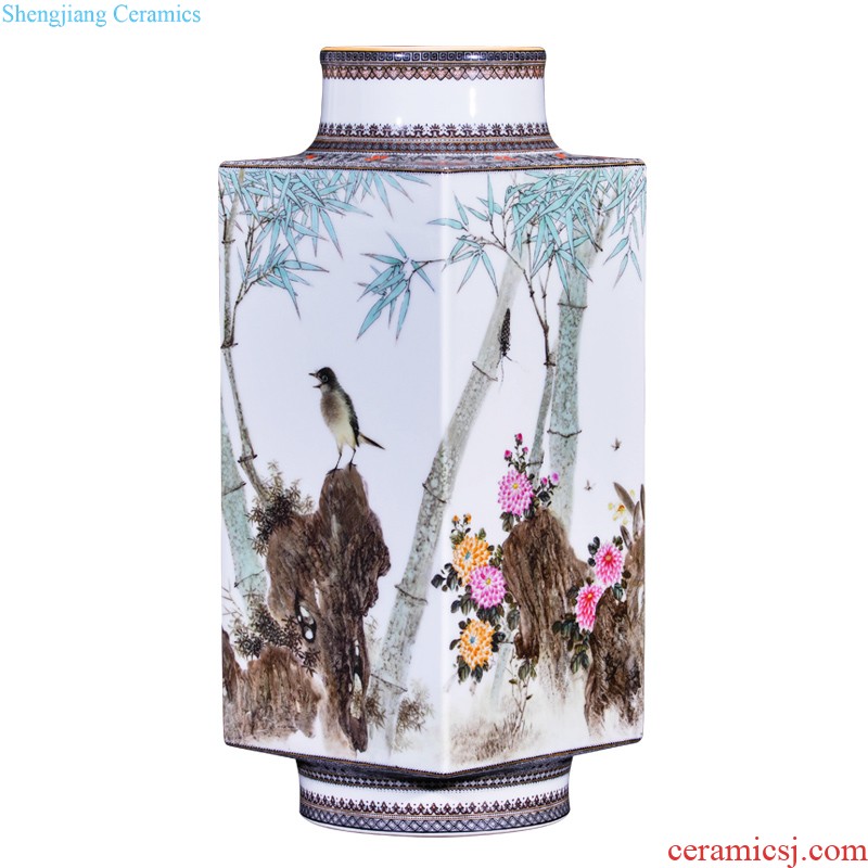 Hand-painted jingdezhen ceramics powder enamel vase inserted new Chinese style living room flower arranging household decorates furnishing articles