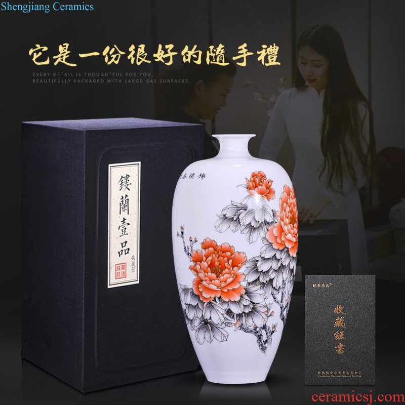 Jingdezhen ceramics hand-painted powder enamel decoration of Chinese style living room decoration household decorative furnishing articles, arranging flowers