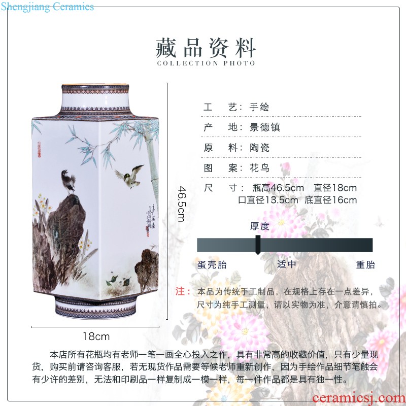 Hand-painted jingdezhen ceramics powder enamel vase inserted new Chinese style living room flower arranging household decorates furnishing articles