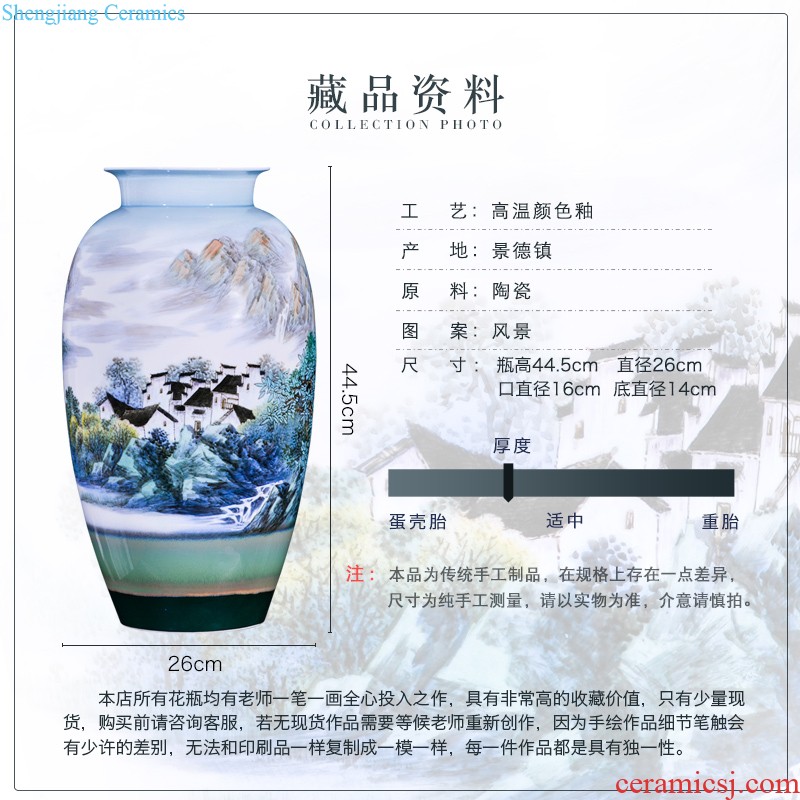 Jingdezhen ceramics by hand draw pastel landscape decoration large vases, Chinese style living room home furnishing articles