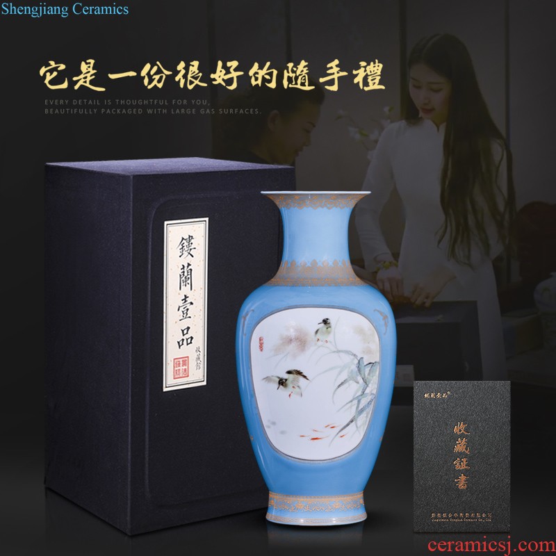 Jingdezhen ceramics imitation qing qianlong pastel ears vase of poetry and dried flower vase home sitting room adornment is placed