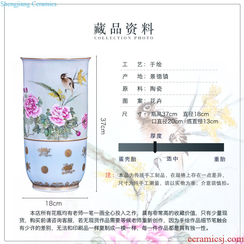 Jingdezhen ceramics hand-painted pastel dried flower vase sitting room home TV ark adornment of Chinese style household furnishing articles