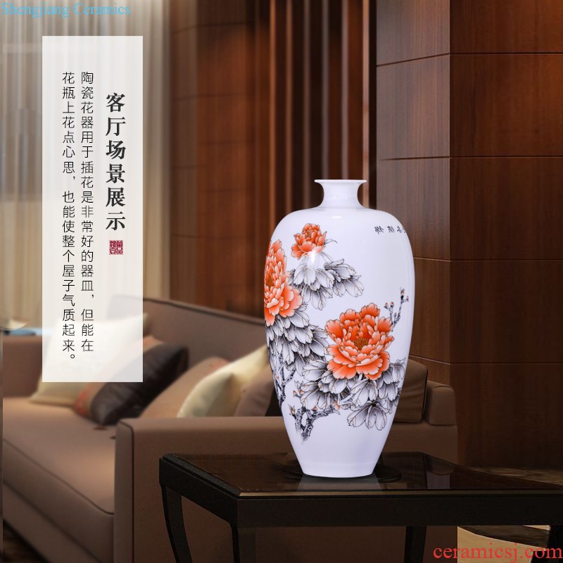 Jingdezhen ceramics hand-painted powder enamel decoration of Chinese style living room decoration household decorative furnishing articles, arranging flowers