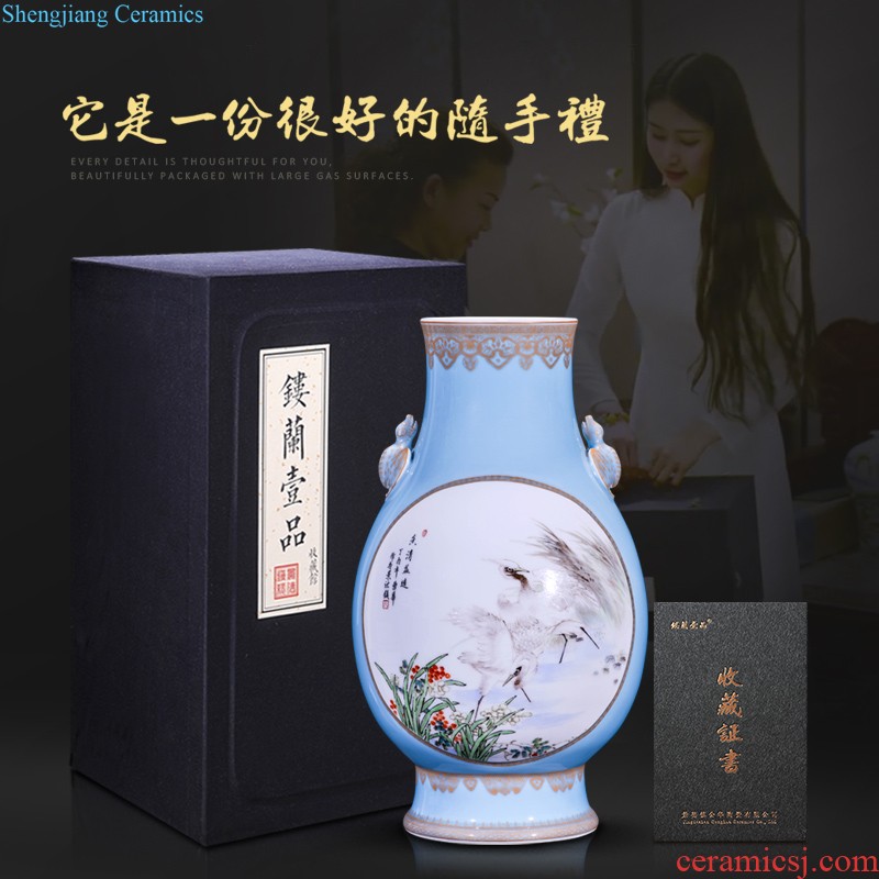 Jingdezhen ceramics hand-painted powder enamel of large vases, new Chinese style living room flower arranging home furnishing articles