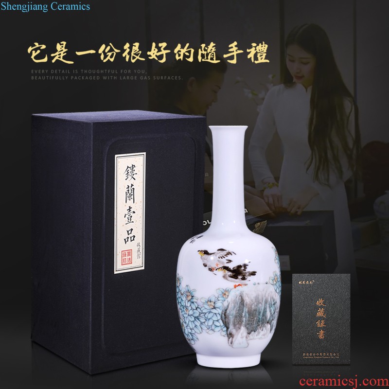 Jingdezhen ceramics hand-painted porcelain vase landscape into the sitting room of Chinese style household adornment desktop TV ark furnishing articles