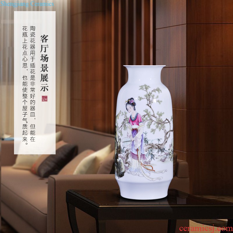 Master of jingdezhen ceramics hand-painted pastel landscape decoration vase sitting room furniture collection of new Chinese style furnishing articles