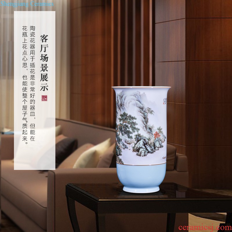 Jingdezhen ceramics by hand crane peach decoration as large vases, new Chinese style living room home furnishing articles