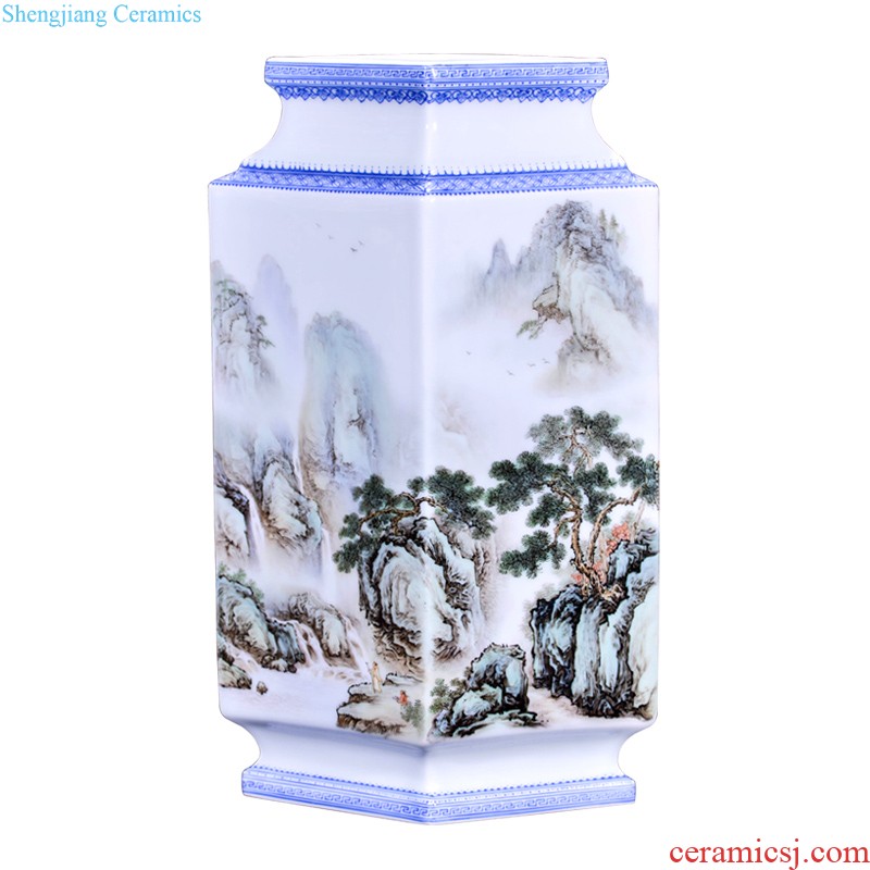 Jingdezhen ceramics hand-painted peony pastel flowers decorative vase sitting room furniture collection of new Chinese style furnishing articles