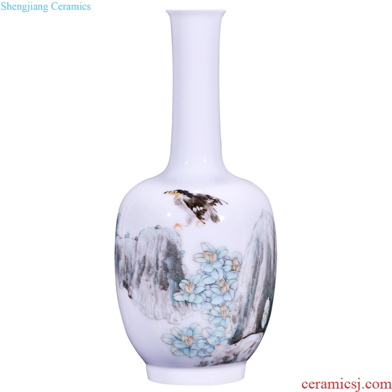 Jingdezhen ceramics hand-painted porcelain vase landscape into the sitting room of Chinese style household adornment desktop TV ark furnishing articles