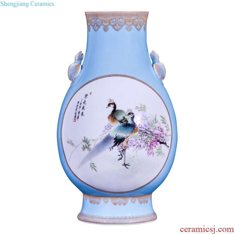 Jingdezhen ceramics hand-painted powder enamel of large vases, new Chinese style living room flower arranging home furnishing articles