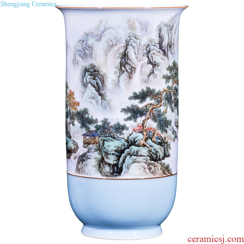 Jingdezhen ceramics by hand crane peach decoration as large vases, new Chinese style living room home furnishing articles