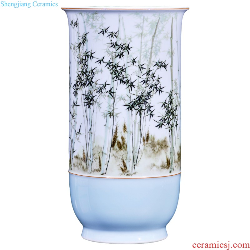 Jingdezhen ceramics hand carved flower vase Chinese modern bedroom sitting room adornment is placed a wedding gift