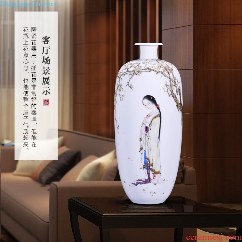 Jingdezhen ceramics hand-painted dress powder enamel decoration of large vases, new Chinese style household furnishing articles