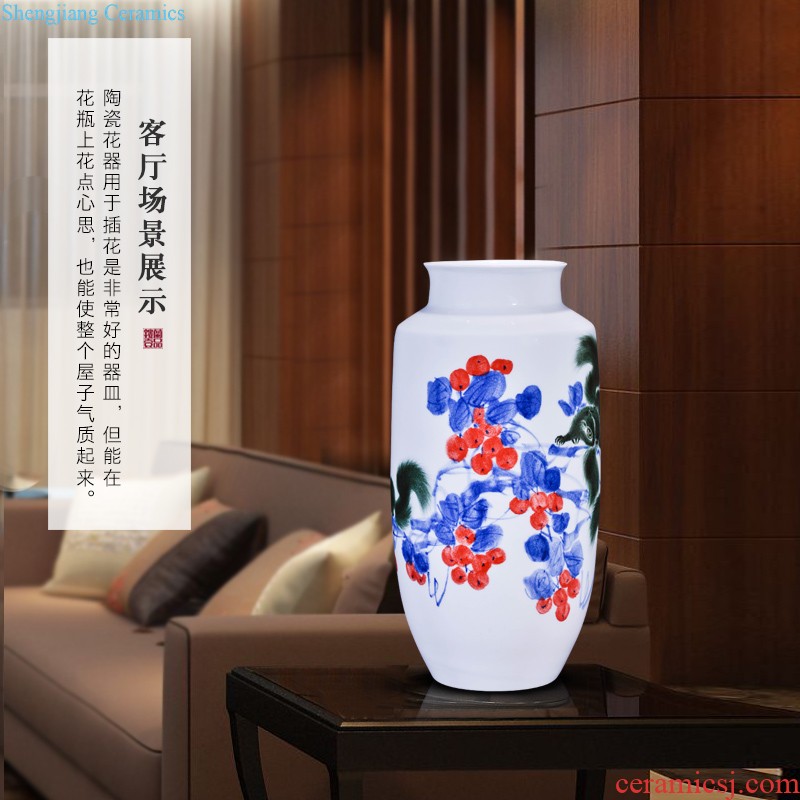 Jingdezhen ceramics hand-painted flower arranging dried flower vase new Chinese style living room TV ark adornment bedroom collection furnishing articles