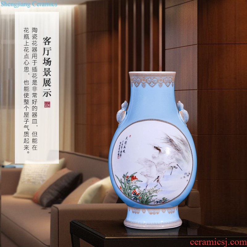 Jingdezhen ceramics hand-painted powder enamel of large vases, new Chinese style living room flower arranging home furnishing articles