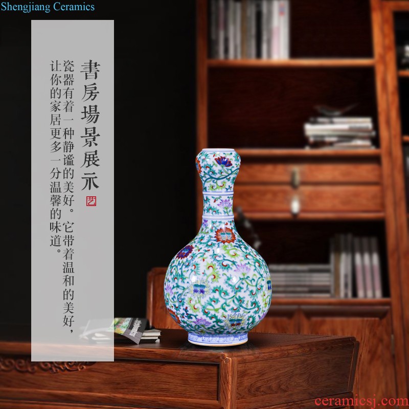 Jingdezhen ceramics antique blue-and-white bound lotus branch general tea storage tank sitting room of Chinese style household decorative furnishing articles