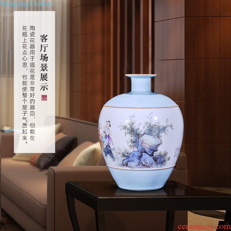 Jingdezhen blue and white ears flower arranging big ceramics imitation qing qianlong vase new Chinese style living room bedroom adornment is placed