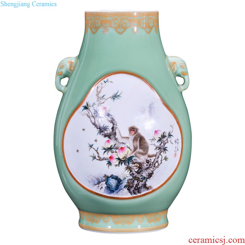 Jingdezhen ceramics hand-painted powder enamel decoration of large vases, new Chinese style household rich ancient frame furnishing articles