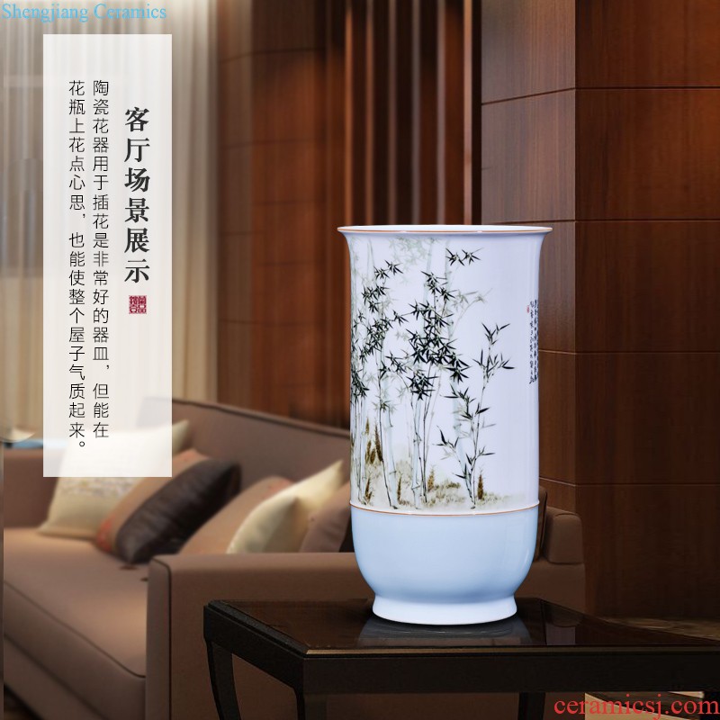 Jingdezhen ceramics hand carved flower vase Chinese modern bedroom sitting room adornment is placed a wedding gift