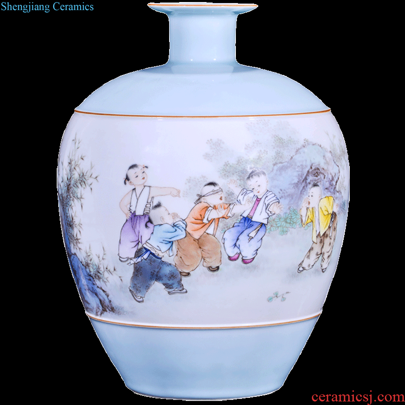 Jingdezhen blue and white ears flower arranging big ceramics imitation qing qianlong vase new Chinese style living room bedroom adornment is placed