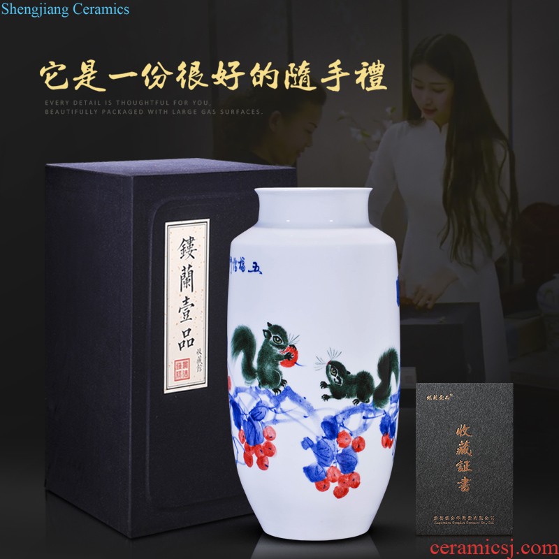 Jingdezhen ceramics hand-painted flower arranging dried flower vase new Chinese style living room TV ark adornment bedroom collection furnishing articles