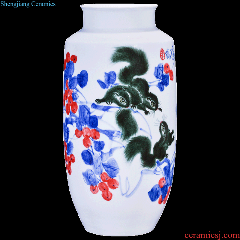 Jingdezhen ceramics hand-painted flower arranging dried flower vase new Chinese style living room TV ark adornment bedroom collection furnishing articles