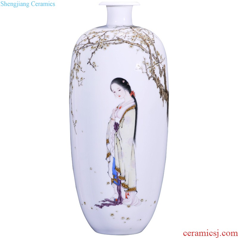 Jingdezhen ceramics hand-painted dress powder enamel decoration of large vases, new Chinese style household furnishing articles