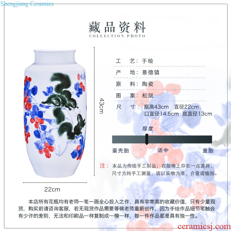 Jingdezhen ceramics hand-painted flower arranging dried flower vase new Chinese style living room TV ark adornment bedroom collection furnishing articles