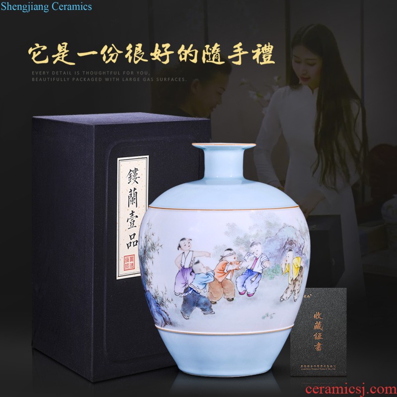 Jingdezhen blue and white ears flower arranging big ceramics imitation qing qianlong vase new Chinese style living room bedroom adornment is placed