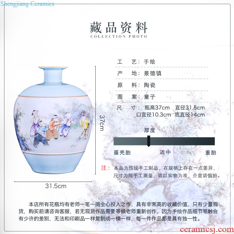 Jingdezhen blue and white ears flower arranging big ceramics imitation qing qianlong vase new Chinese style living room bedroom adornment is placed