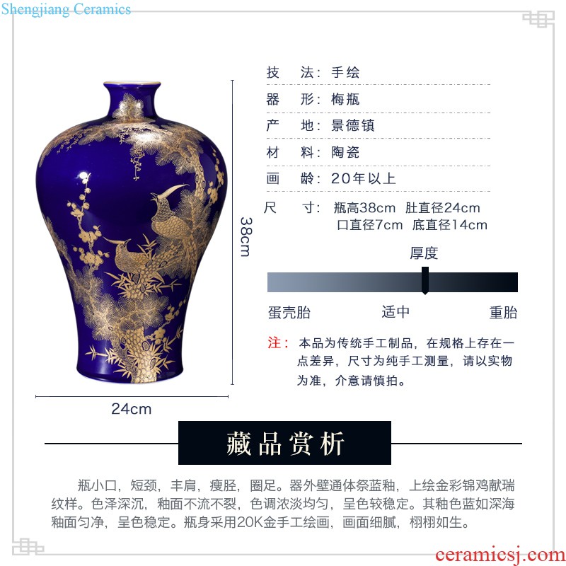 Jingdezhen ceramics hand-painted color ink paint peony vases, collection of new Chinese style household sitting room adornment is placed