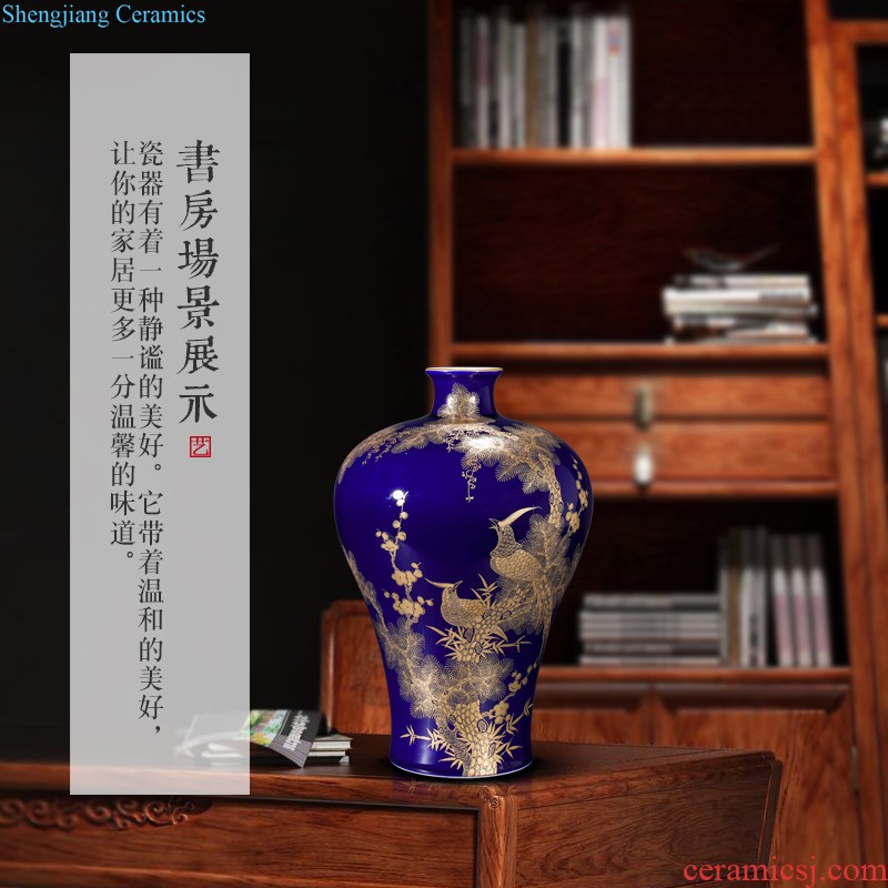 Jingdezhen ceramics hand-painted color ink paint peony vases, collection of new Chinese style household sitting room adornment is placed