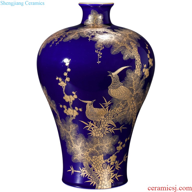 Jingdezhen ceramics hand-painted color ink paint peony vases, collection of new Chinese style household sitting room adornment is placed