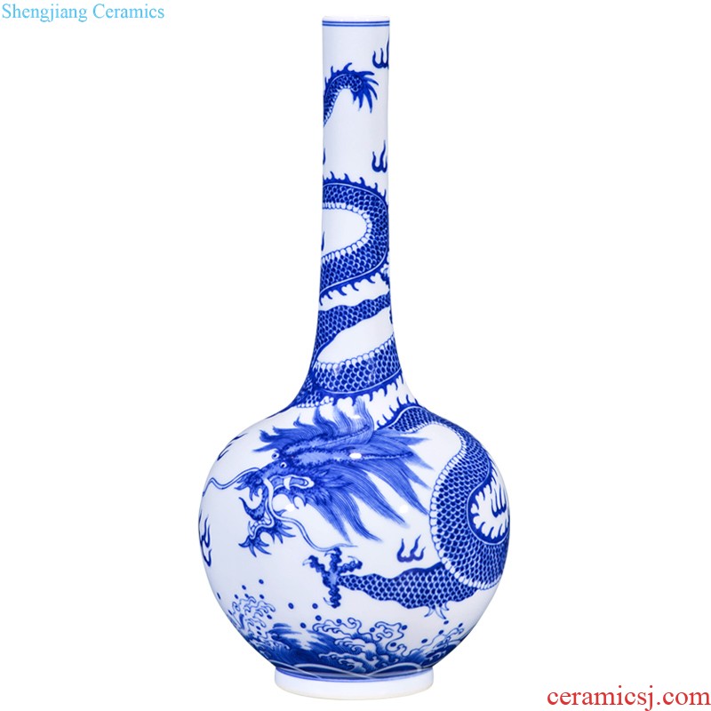 Jingdezhen ceramic blue colour imitation qing qianlong offering okho spring Chinese floret bottle of decorative household items furnishing articles