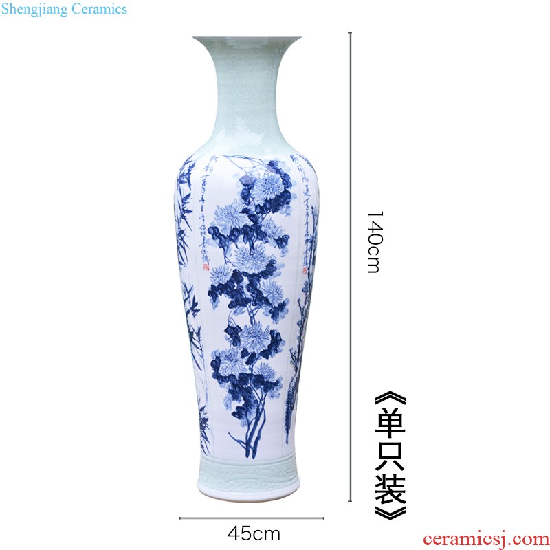 Jingdezhen ceramics imitation qing qianlong yellow scramble for colour live big flower vase sitting room home furnishing articles