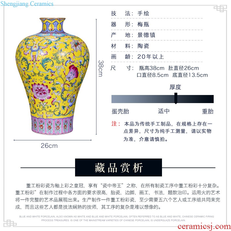 Jingdezhen ceramics hand-painted famille rose flower vase of new Chinese style is contemporary and contracted home sitting room adornment is placed