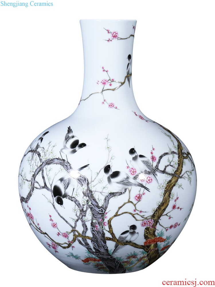 Jingdezhen ceramics hand-painted pastel dry flower vases, Chinese style household decorative arts and crafts collection TV ark furnishing articles