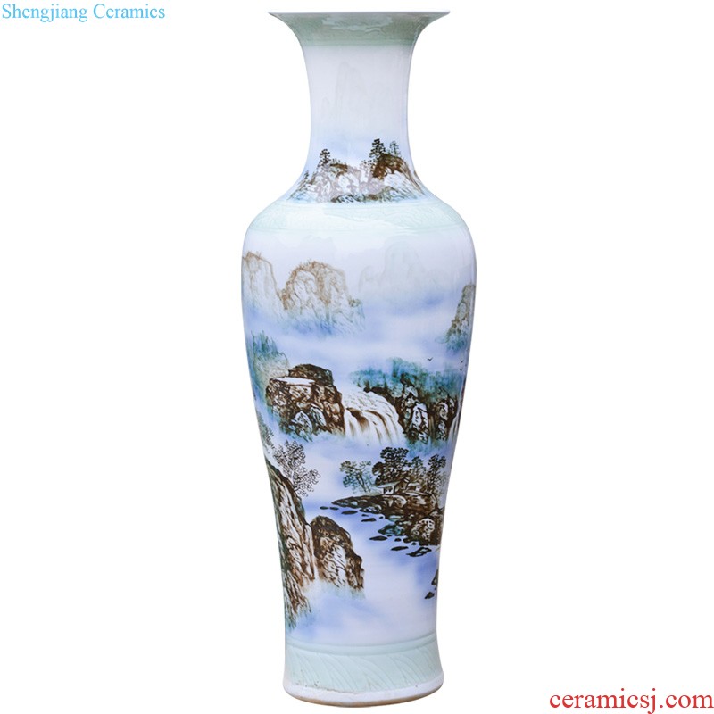 Jingdezhen ceramic hand-painted flower arranging thin foetus vase furnishing articles of modern Chinese style of new Chinese style household decorative sitting room